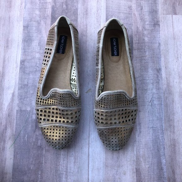 Adam Tucker Shoes - Adam Tucker Metallic Gold Harvard Leather Loafers